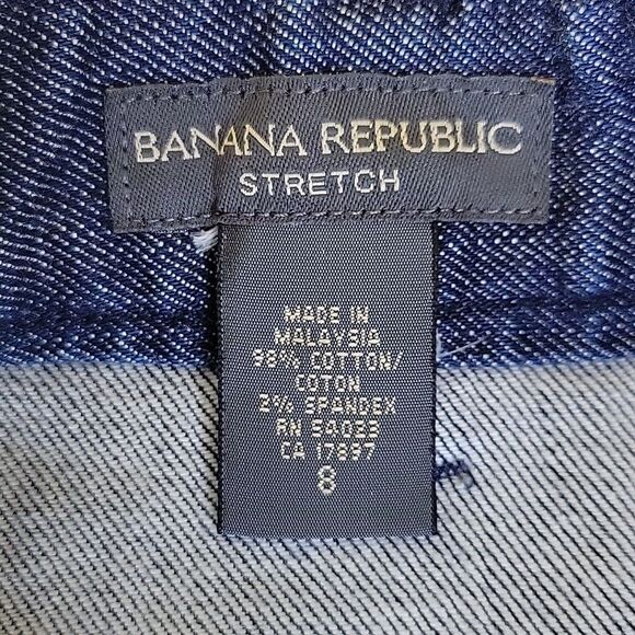 BANANA REPUBLIC Blue Denim Casual Dark Wash A-line Jeans Mini Skirt size 8 - Picture 8 of 9